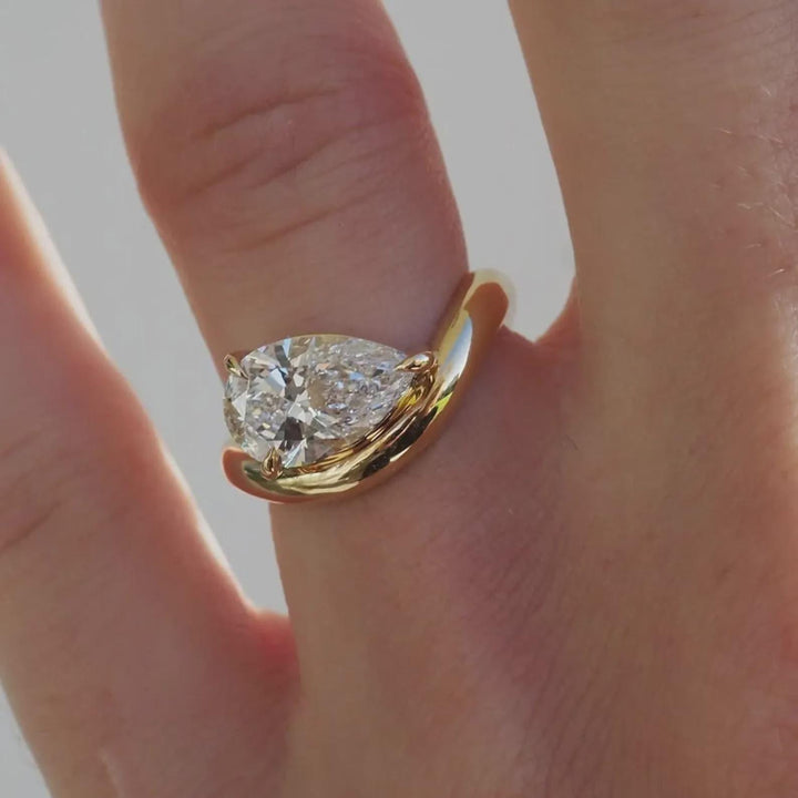 Wrapped in Brilliance — Pear Diamond Wrap Band Ring · 14K Gold