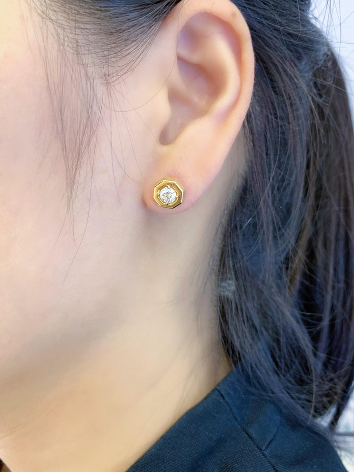 Geometric and Gorgeous — Octagon Bezel Diamond Studs · Gold