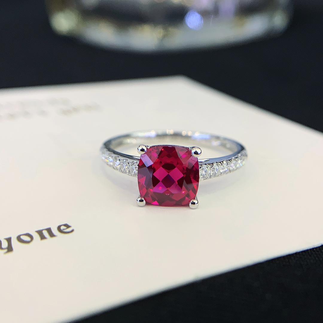 She Said Yes in Red — Cushion Ruby Engagement Ring · 14K White Gold